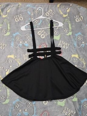 Women's Black Strappy Circle Skirt - Sleek Skater Silhouette